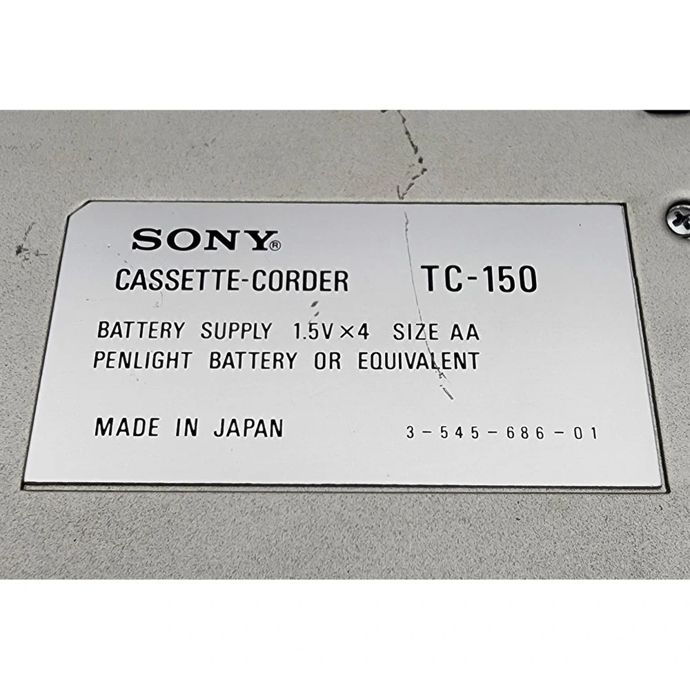 Sony TC-150 Cassette-Corder Portable Tape Recorder Silver Made in Japan Parts